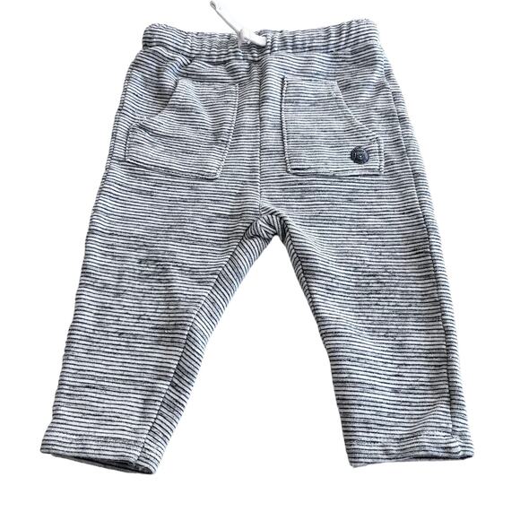 Zara boys pants striped pull on black white sweatpants size 9-12 months - Picture 1 of 4